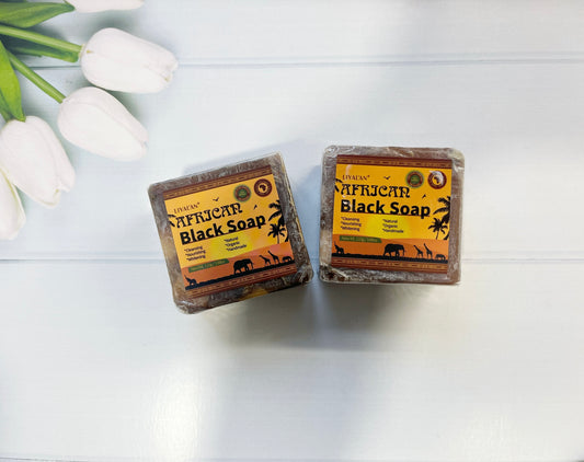 Handmade African Black Soap Duo